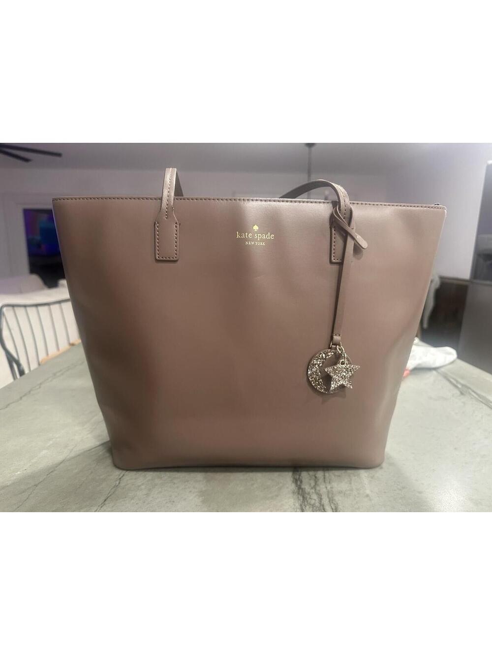 kate spade new york Taupe Tote Bag Bag Charm Zip Closure Large